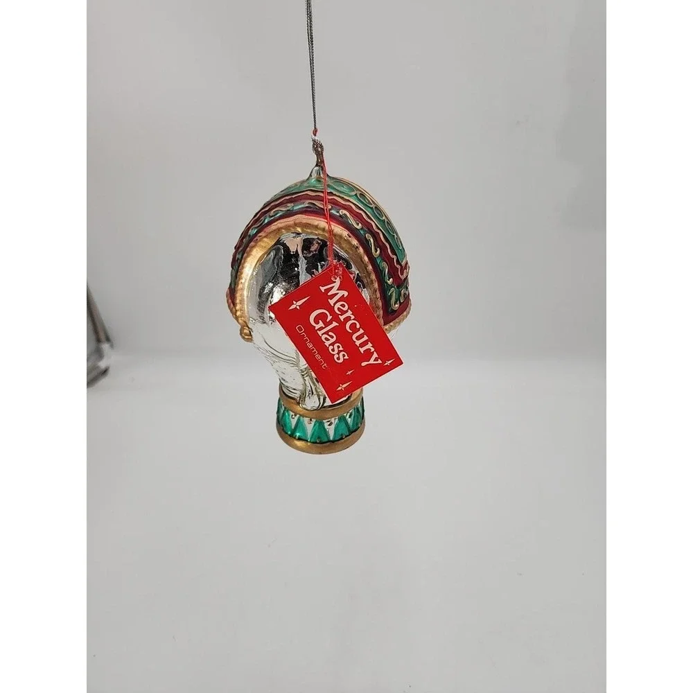 Vintage Department 56 Circus Elephant Mercury Glass Christmas Ornament